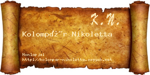 Kolompár Nikoletta névjegykártya
